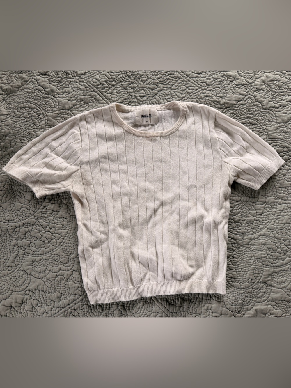 ROLLA'S Cream Ribbed Knit Short Sleeve Top